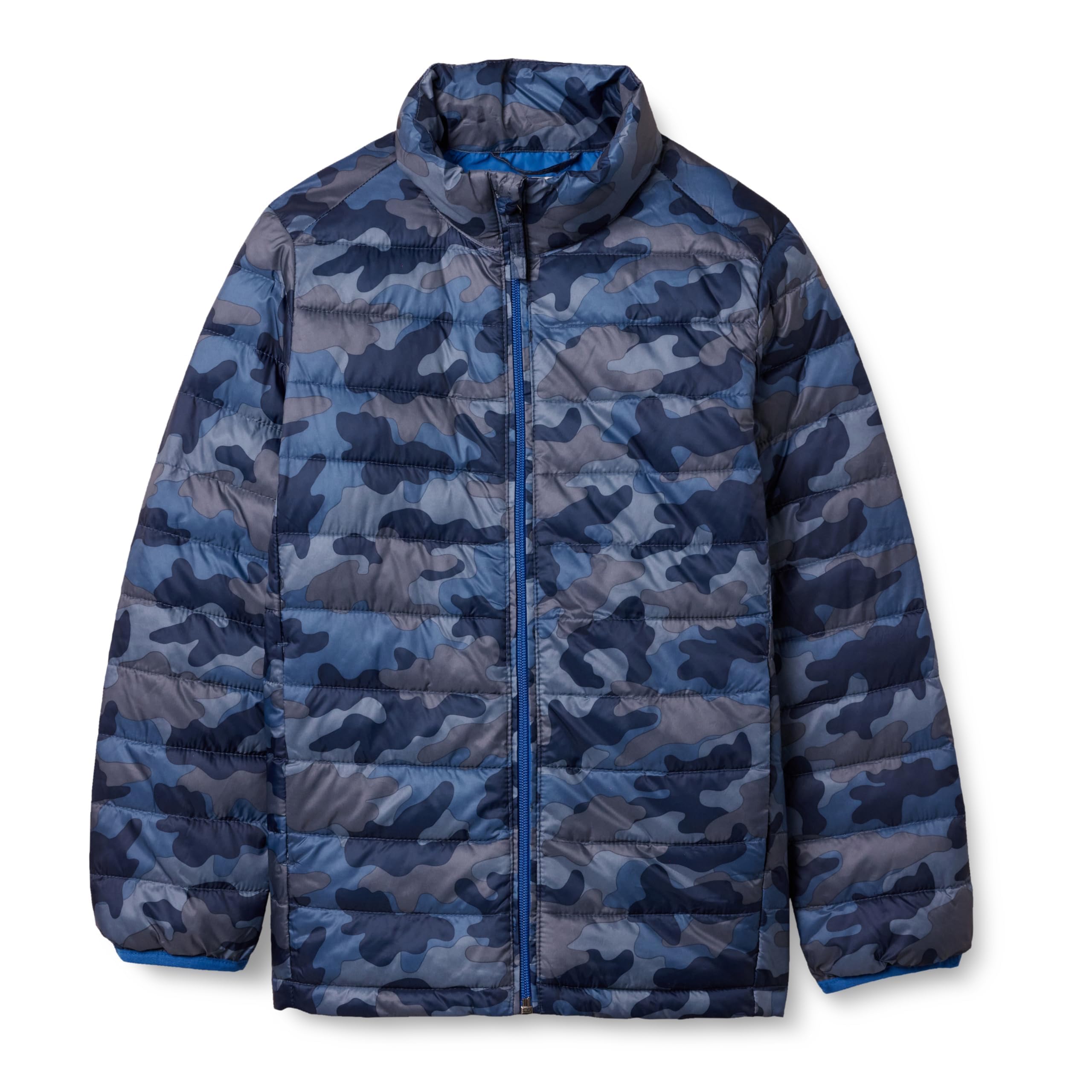 

Puffer Jacket Lightweight Packable Waterproof Boys Blue Camouflage [Amazon Essentials] 115-130