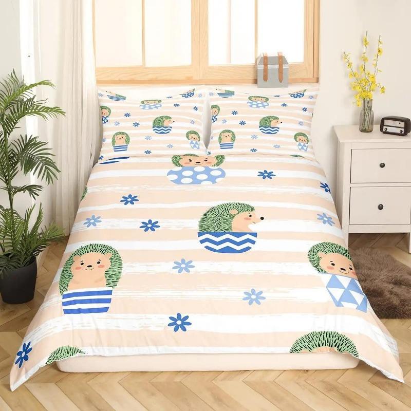 3D Printed Bedding Set Cartoon Animal Pattern Down Quilt Cover Pillowcase Kids and Teen Bedroom Decoration Single Double Bed
