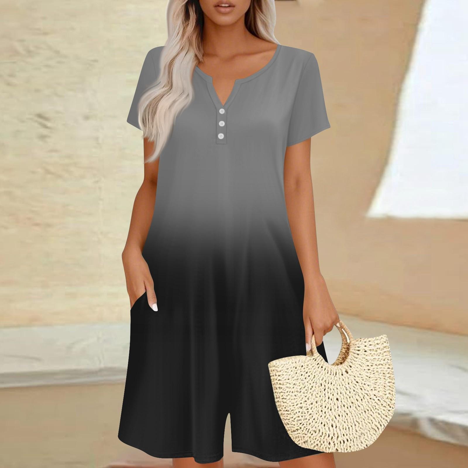 

Женский повседневный комбинезон с коротким рукавом, модный топ, шорты, комбинезон с карманами XXL