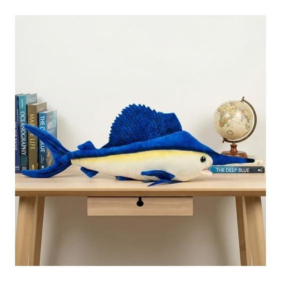 ZHONGXIN MADE Simulation Swordfish Plush Toy 18.5 Inch Realistic Swordfish Deep Sea Animal Plush Figure Super Soft Stuffed Animal Gift for Kids