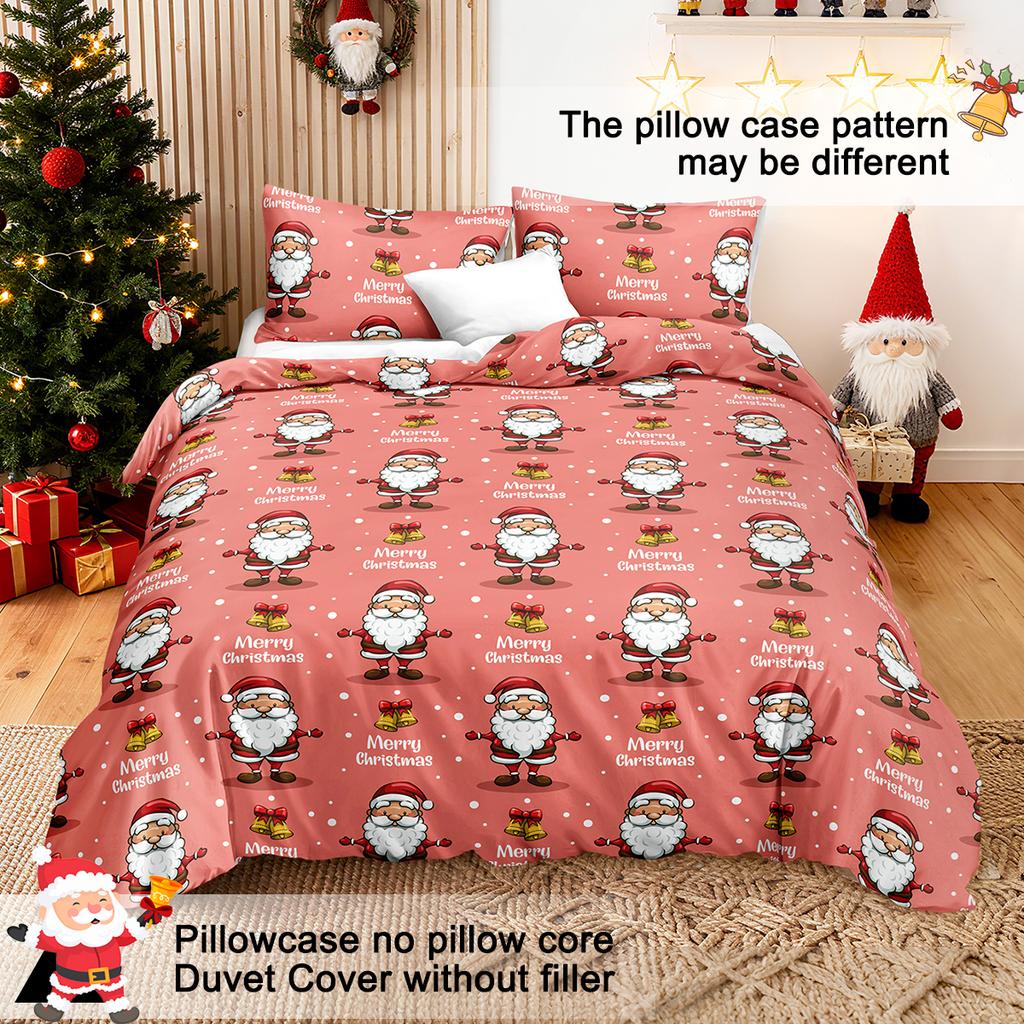 3pcs/set Christmas Reindeer Snowman Bedding Set Includes 1 Duvet Cover And 2 Pillowcases Soft And Skin-Friendly