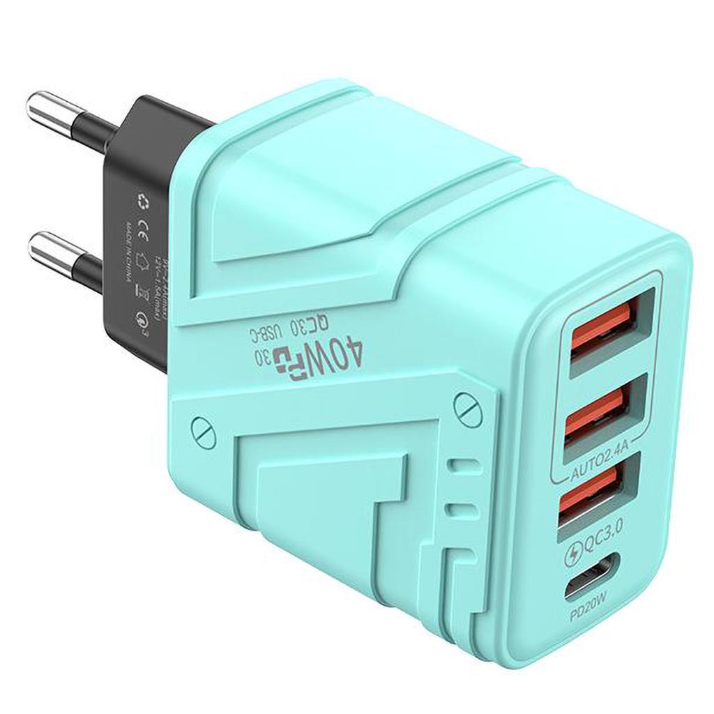 QGeeM 40W 3USB + Type C Phone Charger PD Quick Charging USB Type C Charger Adapter For Iphone Huawei Xiaomi