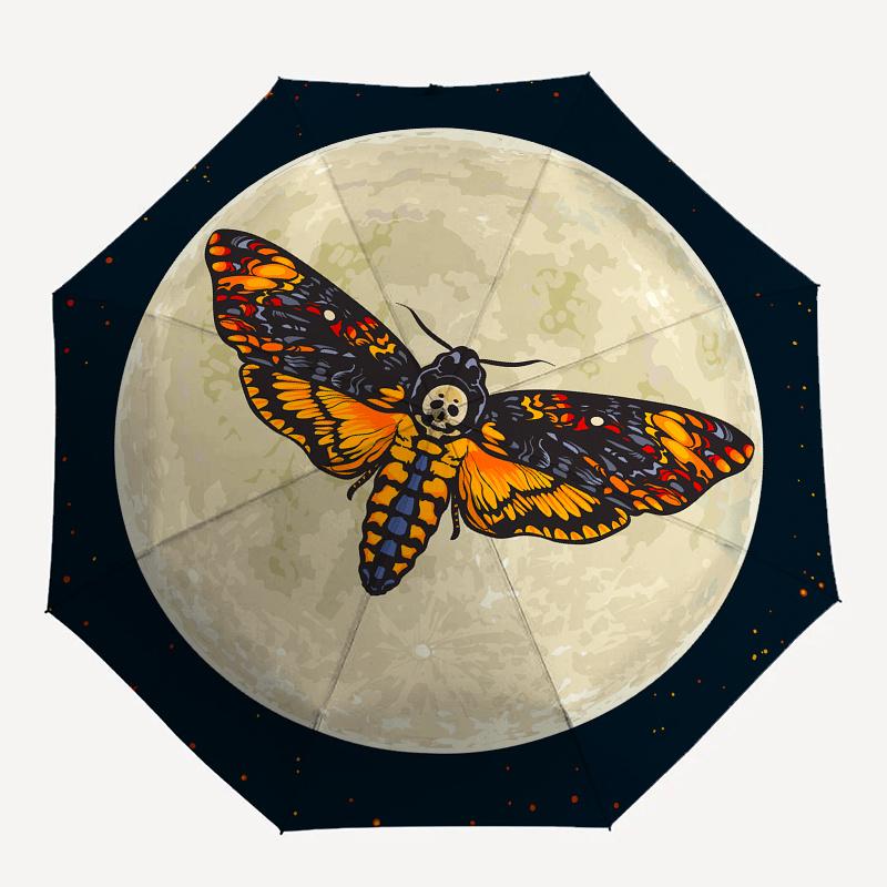 Moonlit Moth: Celestial Butterfly StickerUmbrella, Portable 3-Fold Umbrella for Men & Women,Christmas Gift ES259