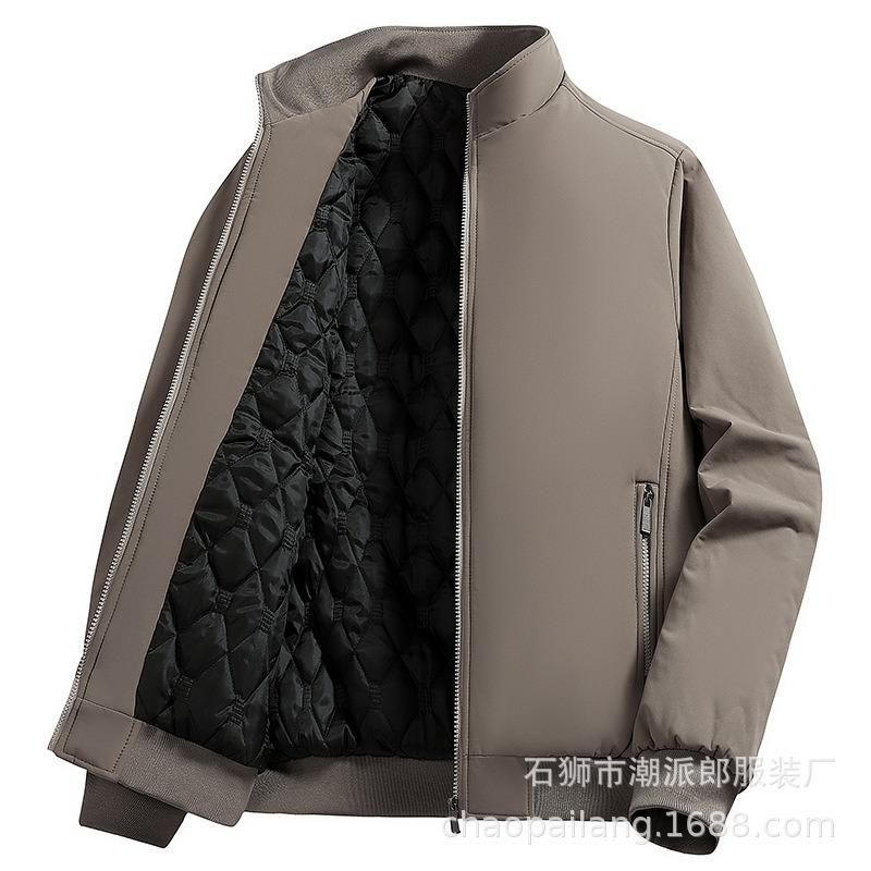 New High-end Executive Clothes Men's Warm Cotton-padded Clothes Medium and Old Autumn and Winter Fleece Thickened Plus Size Jacket