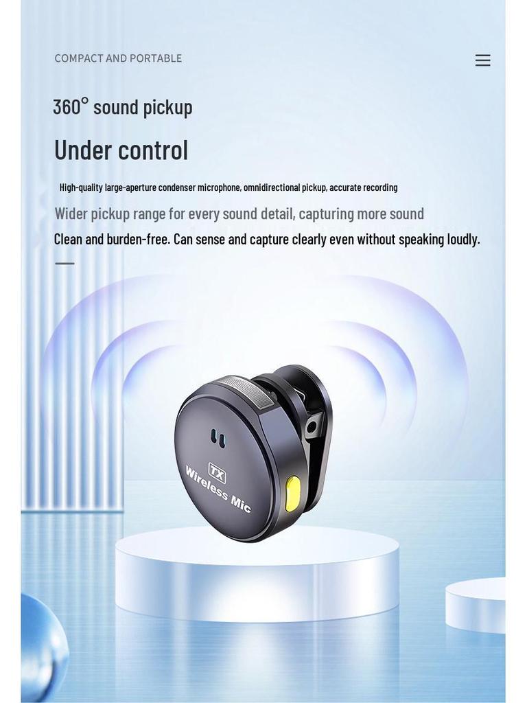 Q9 Wireless Lavalier Button Mic - Noise Cancelling Microphone for Phone Outdoor Live Streaming & Video Recording