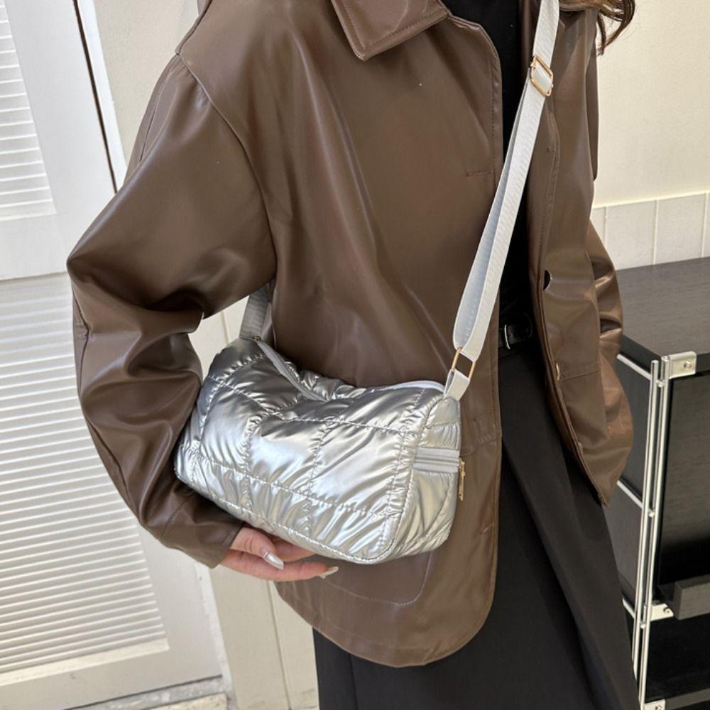 Lattice Space Cotton Crossbody Bag Korean Style Padded Crossbody Bag Quilted Shoulder Bag Ladies