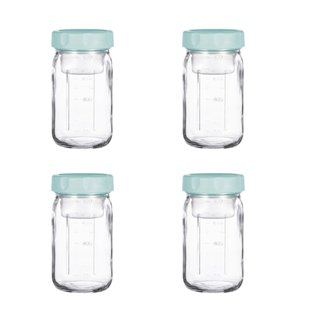 Pacote com 4 Potes de Vidro para Salada de 32 Oz com Recipiente para Molho Embutido e Marcações de Escala Potes Mason Jars Separação Úmido e Seco Copo à Prova de Vazamentos para Aveia