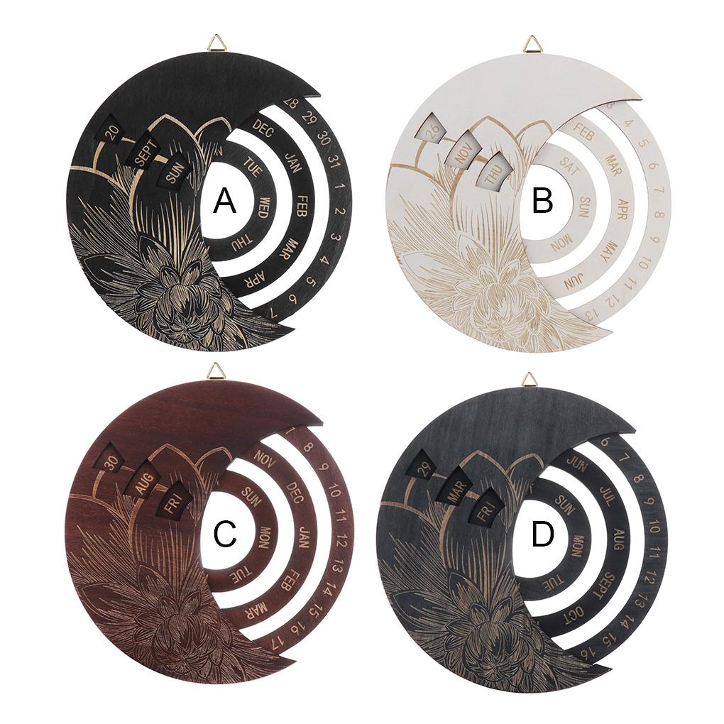 Hanging Calendar Wooden Rotatable Calendar Wall Mounted Living Room Decoration Home Supplies