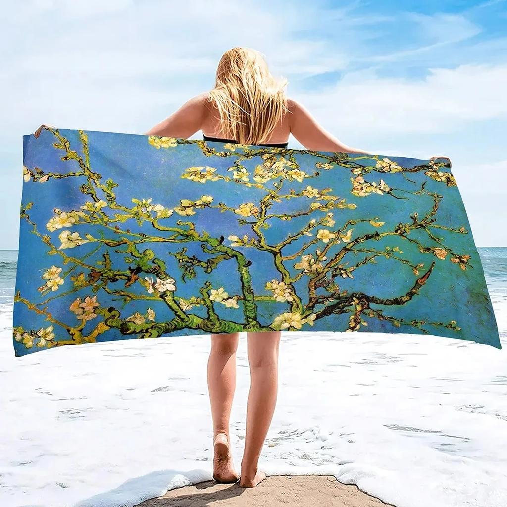Van Gogh Starry Night Beach Towel, Classic Art Print, Quick Dry Soft Towel For Beach & Pool  Absorbent Oversized Bath Towel