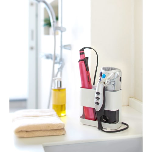 Yamazaki Hair Dryer & Hair Iron Holder, White, Approx. W16 x D8.5 x H14cm, Beautes Hair Dryer Holder/Hair Iron Storage, 7593