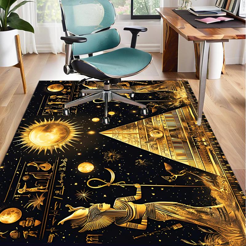 Ancient Egyptian Pharaoh Office Rug Chair Mat, Game Carpet, Suitable for Front Door, Bedroom, Living Room, Desk, Holiday Gift