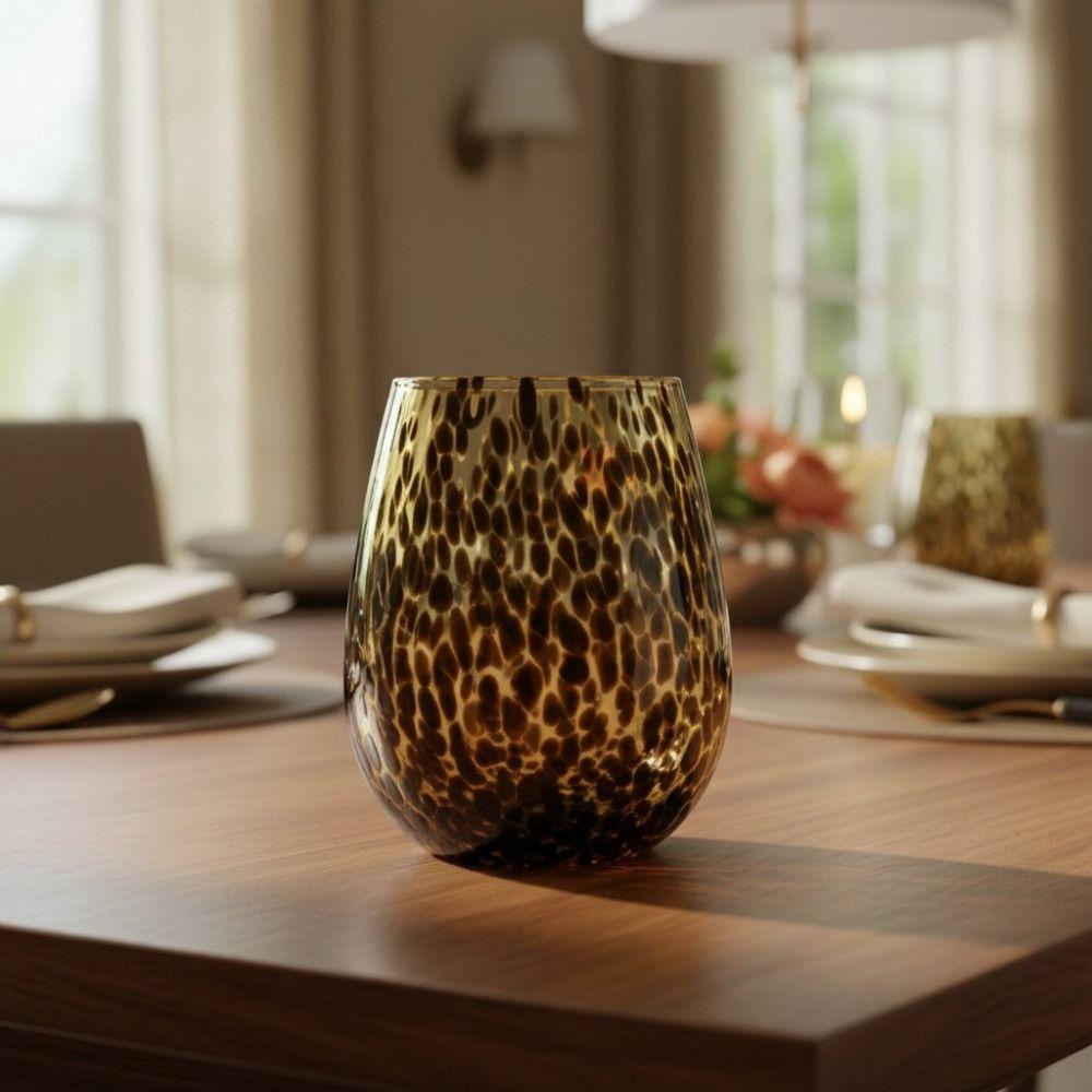 Stile Artistico Ambra Leopardo Calice Vintage Bicchiere da Bevanda Elegante Macchie di Leopardo Bicchiere Highball Regalo