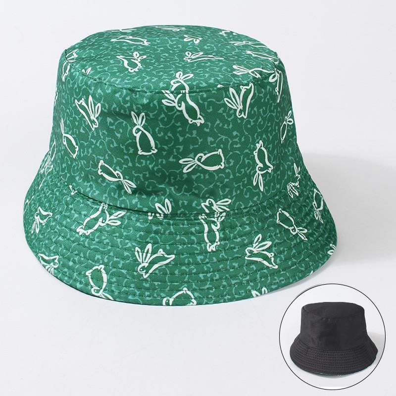 Spring Summer New Pattern Reversible Fisherman Hat Women Casual Sun Protection Green Variety