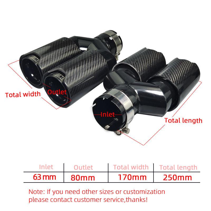 BMW Performance Exhaust Pipe - 80mm Stainless Steel Carbon Fiber Tailpipe.