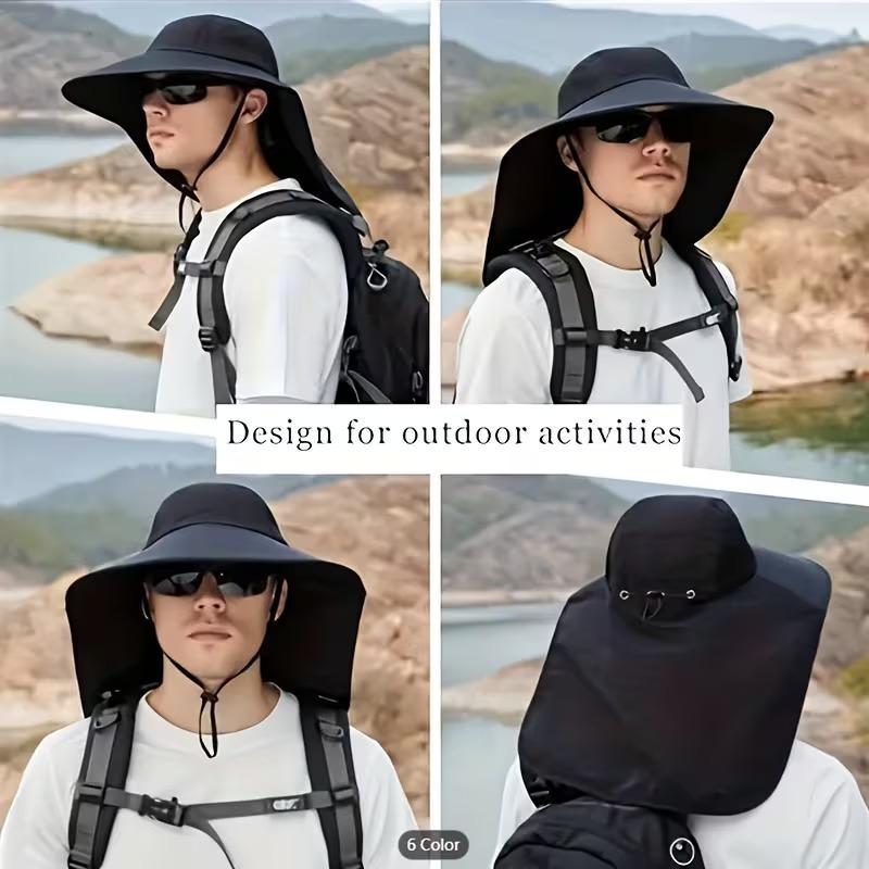 Unisex Waterproof Bucket Hat Wide Brim Sun Protection Cap with Neck Cover for Hiking Fishing Cycling Outdoor Summer Accessories
