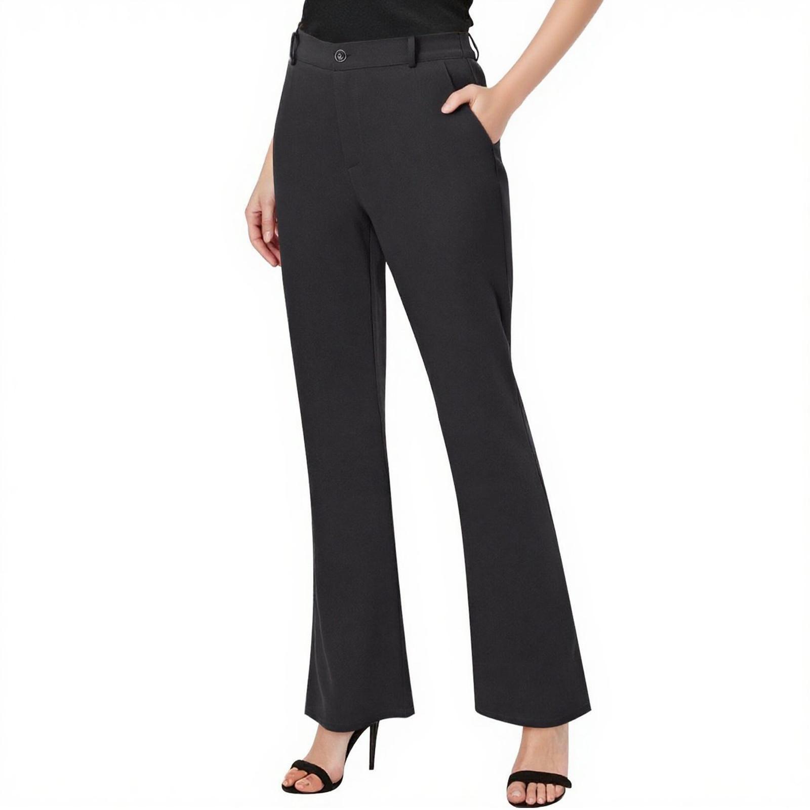 

Womens Dressy Pants Work Straight Leg Pants Casual Bell Bottom With Trousers Pockets S чорний