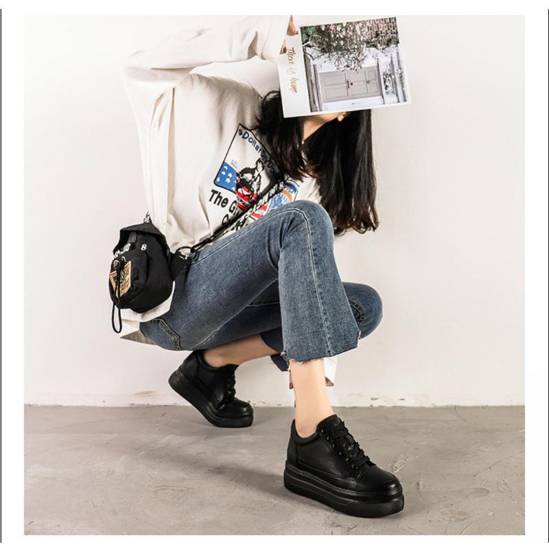 Fashion Shoes Women High Top Sneakers Flat White Shoes Sweet Ladies Height Increasing Shoes 8cm