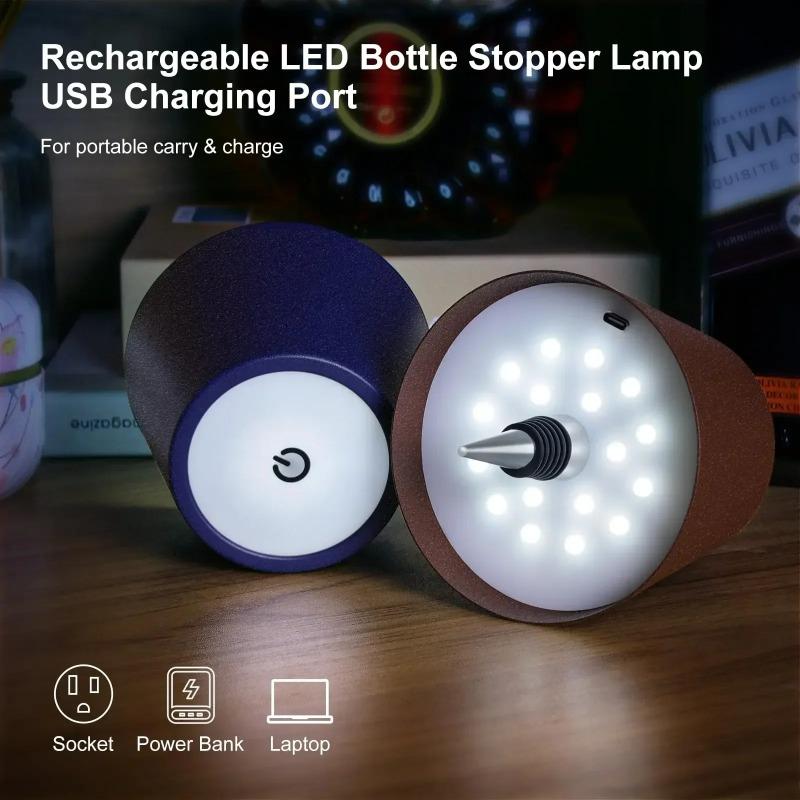 LED Kabellose Weinflaschenlampe 3 Beleuchtungsmodi Tragbar Touch Tischlampe Kabellose LED Schreibtischlampe Kreative Ambiente Nachtlampe (Schwarz-Weiss)