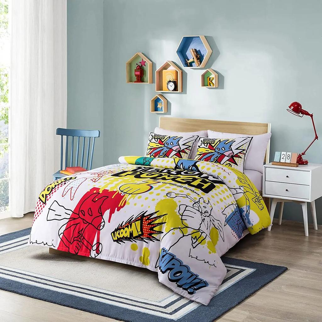 Tye Dye Povlak na peřinu Žlutý Estetický Anime Kluci Zipové Lůžkoviny Sada Jednolůžko Dětský Pokoj Sada Povlak na přikrývku Měkký Polyester