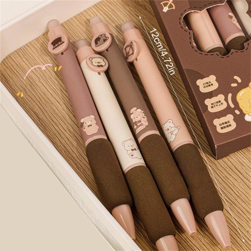 4Pcs Erasable Gel Pen Cartoon Gel Pen 0.5mm Tip Smooth To Write Quick Dry Retractable Gel Pen for Writing Journaling