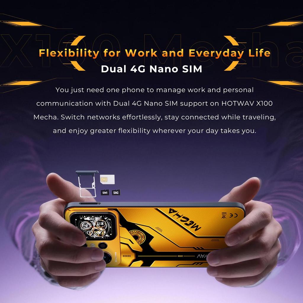 HOTWAV X100 Mecha 4G Smartphone, 6.75"FHD+, 16GB +128GB, Android 16,Slim and Lightweight body,Secondary screen,Dual SIM,Face/Fingerprint Unlock