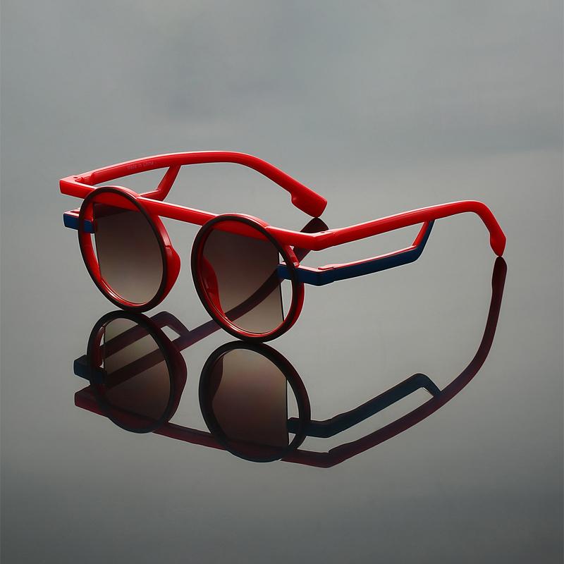 KAMMPT Round Sunglasses New Fashion Punk Funny Gradient Casual Sun Glasses Trendy Chic Brand Design Patchwork Decor Shades