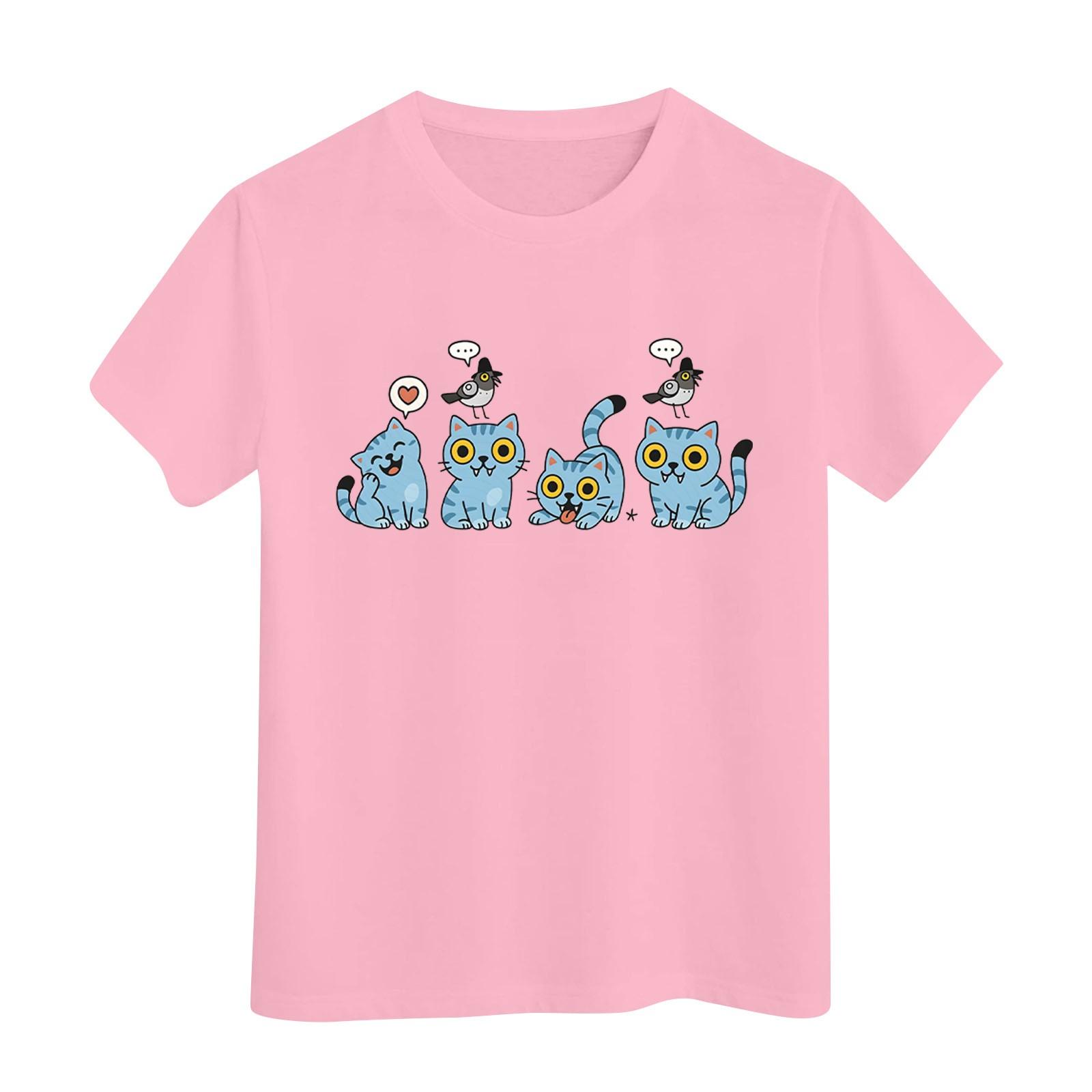 

Футболка с короткими рукавами и круглым вырезом для мальчиков и девочек 130 розовый