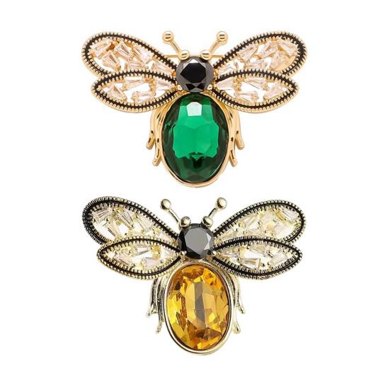 Women Brooch Sparkling Rhinestones Bee Shape Lapel Pin Suits Coats Bags Scarves Badge Versatile Accessory