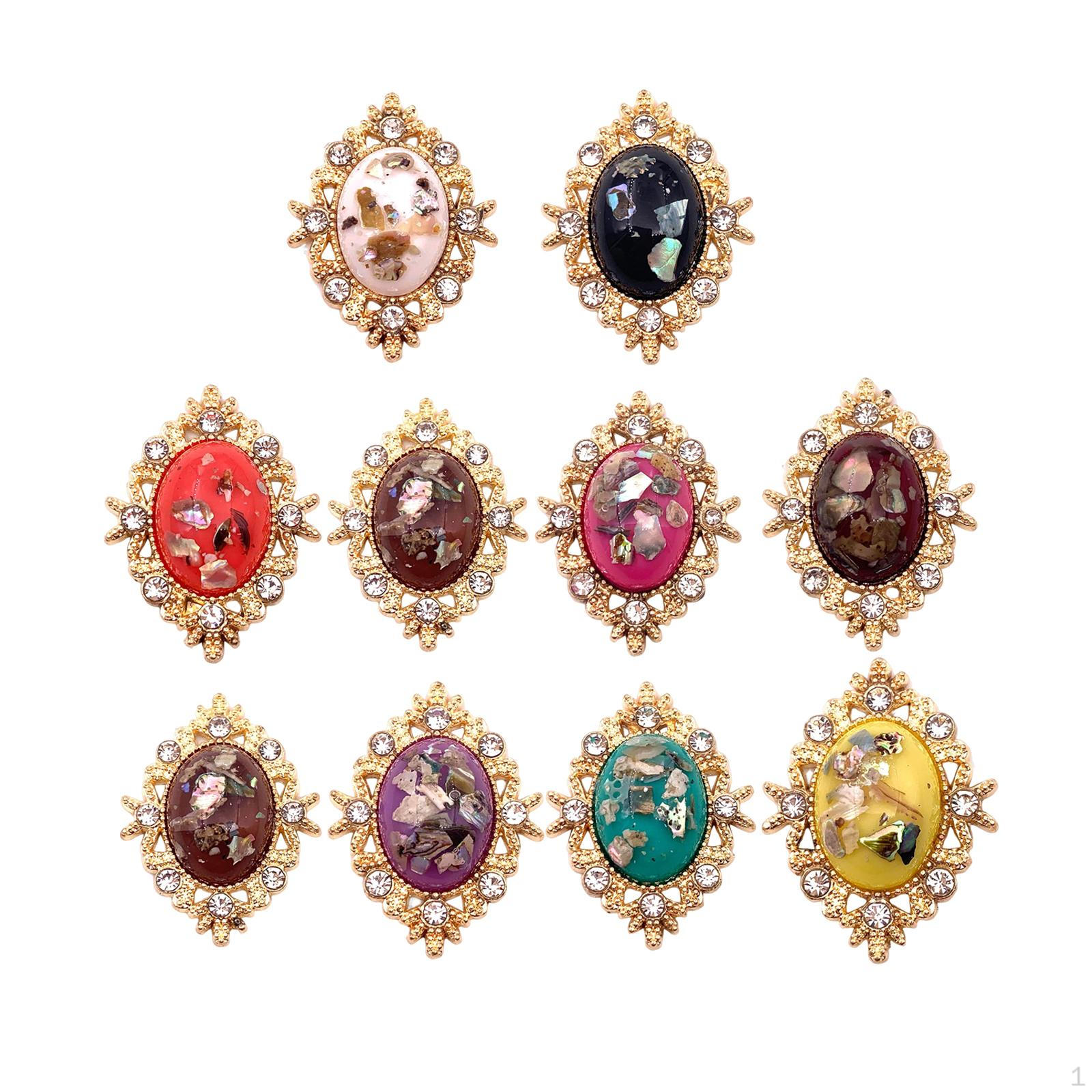 10 Pieces Flatback Charms Rhinestone Buttons Decorative for DIY Scrapbook Crafts