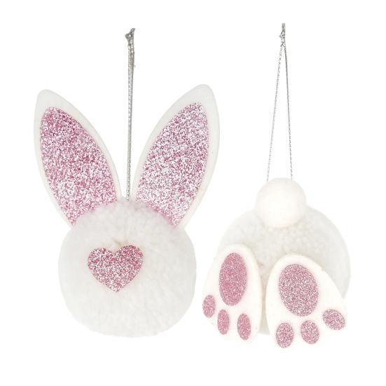 

Великодній підвіс з мотузкою Неwoven Великодній Заєць Сідниця Вухо Підвіс Сезонна Святкова Прикраса білий