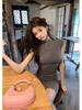 2026 Spring/Summer Elastic Half-High Collar Bodycon Dress - Hip-Hugging, Slimming Skirt for Women