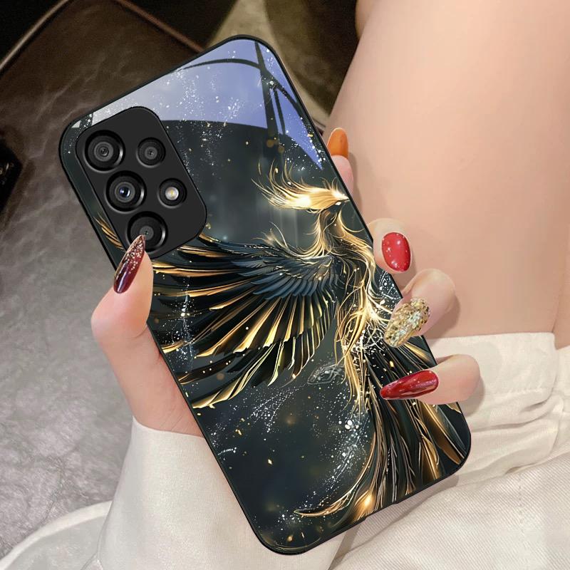 Golden Phoenix Unfolding For Samsung Galaxy S10 4G S20 11E 30 S21 22 S24 Fe Pro S23 S25 Ultra 5G S9 Tempered Glass Phone Case
