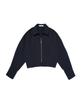 DEPASION Crop Long Sleeve Oversized Zipper Collar Shirt Jacket (Navy)