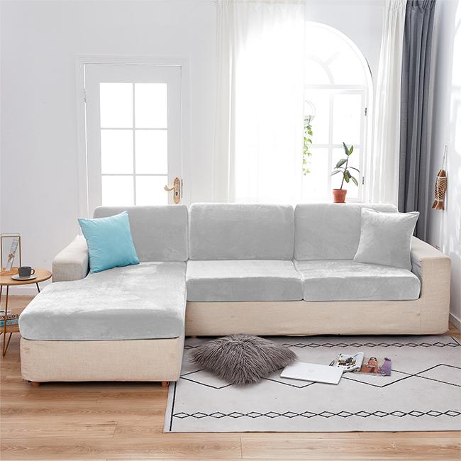 Sofa Seat Cover, Velvet, Light Gray 50-65Cm