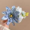 4-Piece Japanese Style Hair Accessories Set for Coming-of-Age Ceremony, Kimono, Wedding, and Festivals - Blue Pearl and Rhinestone Hair Comb & U-Pins