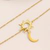 Sun And Moon Necklace for Women Plated Y Necklace Stainless Steel Hypoallergenic