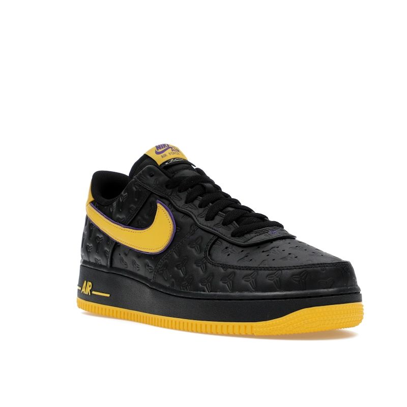 Nike Kobe Bryant X Air Force 1 Low Lakers Away Numbered Men Sneakers Black Varsity-Maize Varsity-Purple HV5122-001