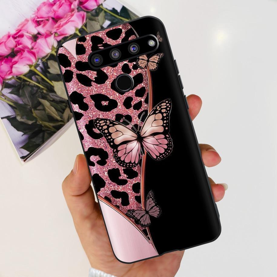 For LG V50 ThinQ 5G Case LM-V500EM Phone Cover Fashion Flower Butterfly Soft Silicone Back Cover For LG V40 V50s Thinq 5G Bumper
