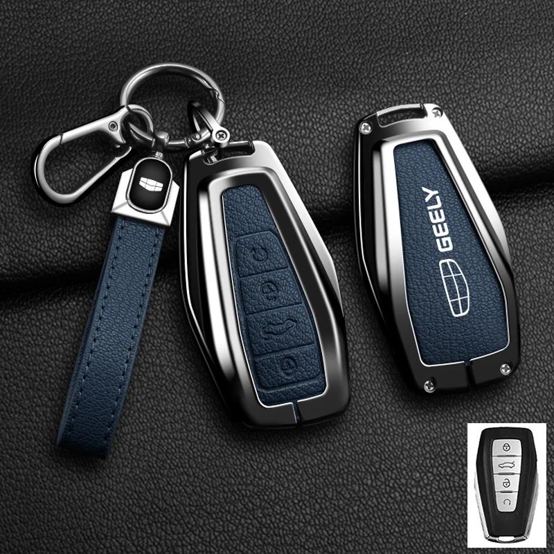 

For Geely Okavango Coolray Atlas Monjaro Tugella Emgrand GT S Proton X50 X70 X6 X7 EX7 GC New Alloy Sheepskin Car Key Case Cover
