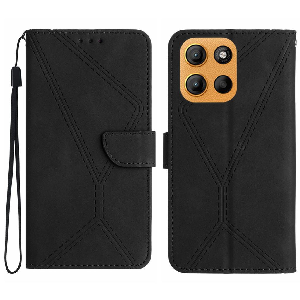 For Motorola Moto G15 4G Case Skin Touch Lines PU Leather Flip Phone Cover