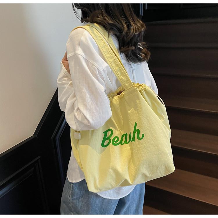 Nylon Letter Bag With Drawstring Closure For Casual Daily Use