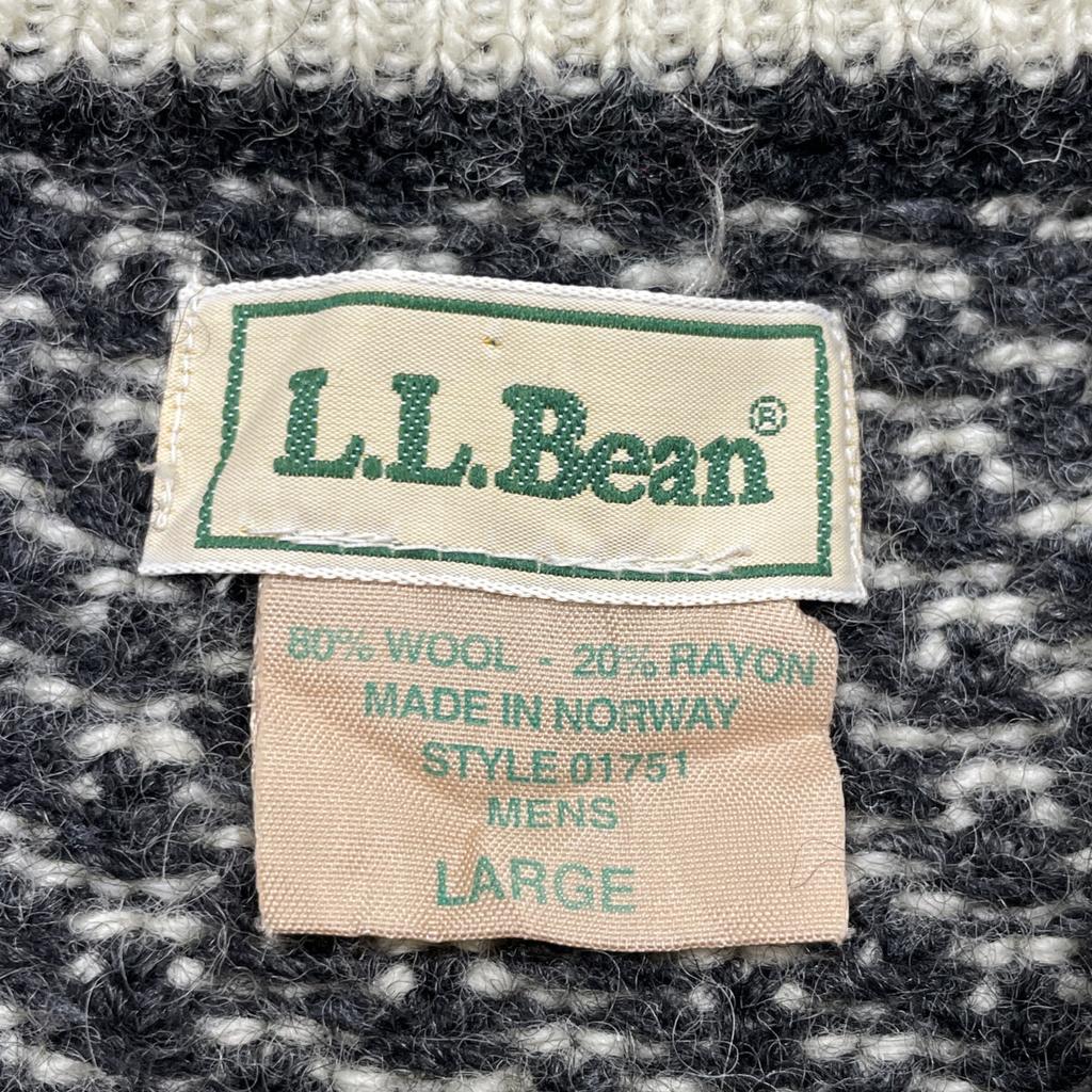 LLBean ~80's Ivory Bi-color Eye-Pulled Oversized Knit Tops L IvoryUsed