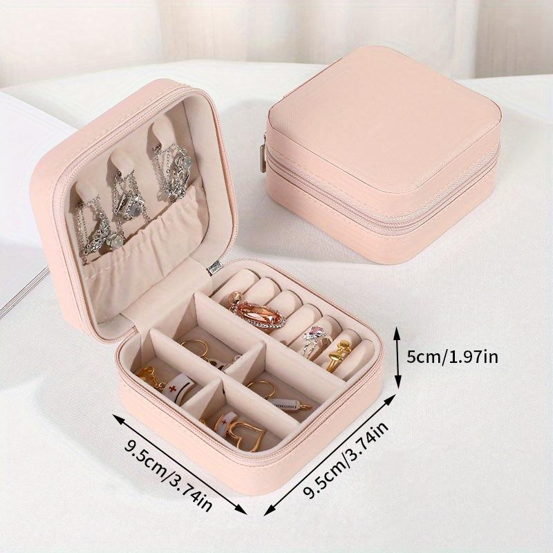 

Multi Functional Jewelry Storage Bag Portable Mini Travel Storage Organizing Box Necklace Earring Ring Jewelry Storage Box розовый