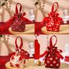 2Pcs Chinese Printed Wedding Candy Bag Candy Drawstring Pouches Party Jewelry Cookies Gift Bags Creative String Storage Bag