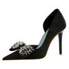 Shoes Rhinestone Bow Women Pumps Luxury Banquet Shoes Sexy High Heels Women Stilettos Party Shoes Large Size