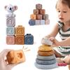 Baby Montessori Silicone Building Blocks Koala Squeeze Stacker & Teething Toys Intellectual Enlightenment Early 3D Puzzle Toys