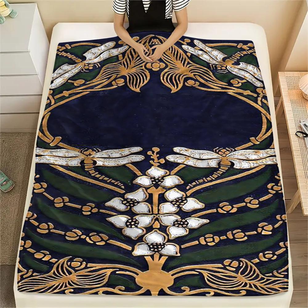 Couverture en flanelle imprimée avec des motifs vintage et magnifiques, Haute qualité, Confortable pour toutes les saisons, Décoration intérieure, Chaleur et confort, Parfait pour les cadeaux de Noël