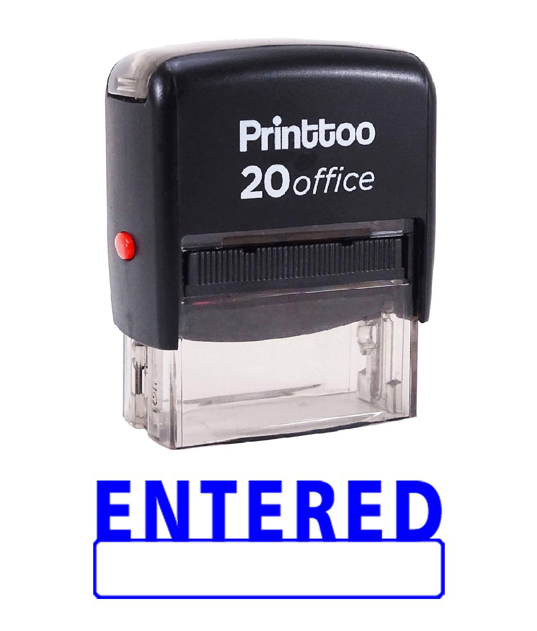 

Printtoo Office Stationary Custom Stamp ENTERED Self Inking Rubber 14 mm x 38 mm (Approx) синій