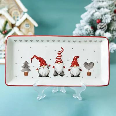 Christmas Plates Ceramic Dinner Plates Household Tableware Food Dining Plates Afternoon Tea Dessert Tray Kitchen Supplies