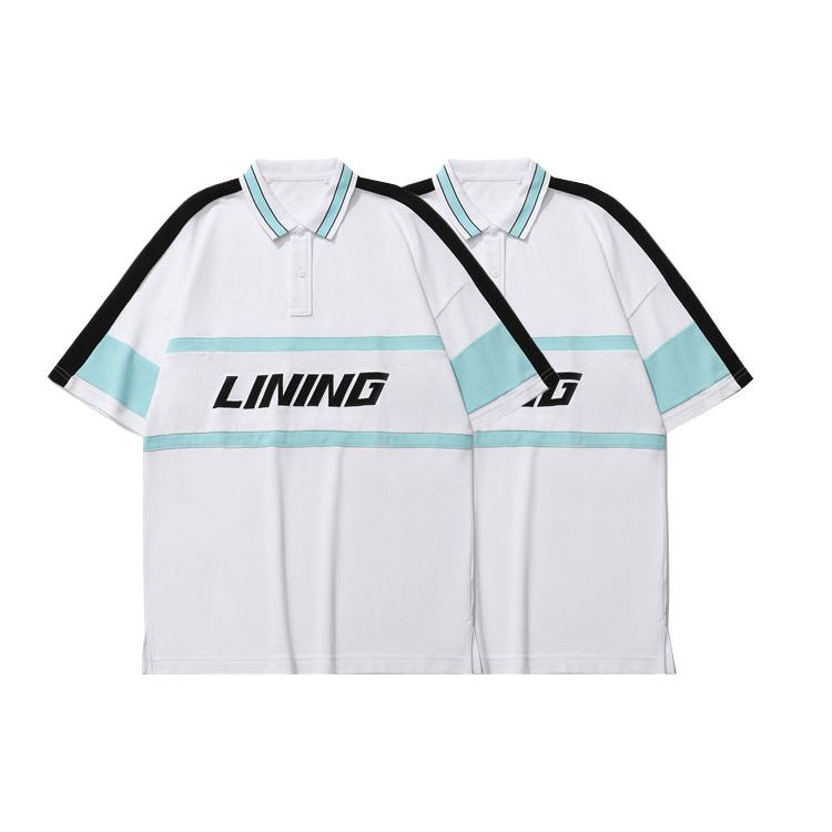 Li Ning Sports Fashion Series Loose Fit Short Sleeve Polo Shirt Men tops White APLR113-5